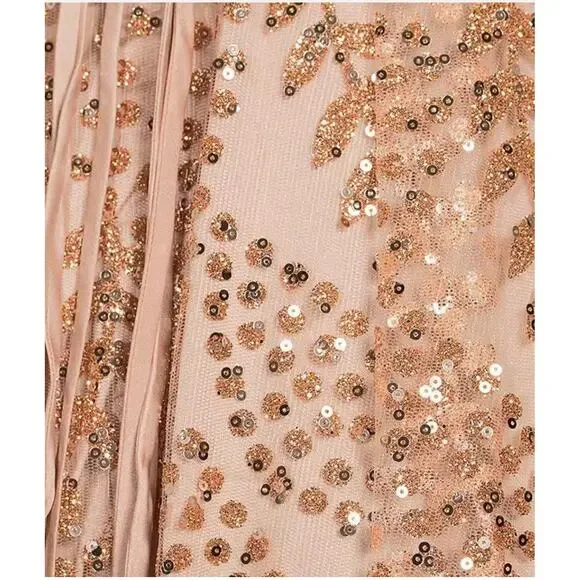 Blondie Nites Glitter Illusion Lace Corset Lace Up Back Dress ~ Juniors 5 - Picture 5 of 9